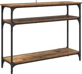 vidaXL Konzolasztal polcokkal Öreg fa 100 x 29 x 75 cm Faanyag