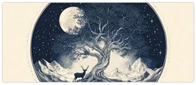 Kép – Mágikus fa szarvassal I. (120x50 cm)