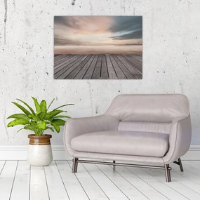 Üveg kép - Móló naplementében (70x50 cm)