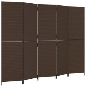 barna 5-paneles polyrattan térelválasztó