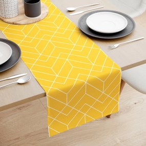 Goldea pamut asztali futó - mozaik mintás, sárga alapon 20x140 cm