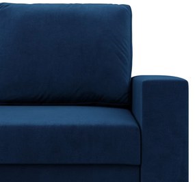 Zeus sarokkanapé, 2 ágyneműtartóval, egyenes kartámasz, bársony, univerzális oldal, hab töltet, kék