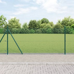 Hegesztett Drótkerítés 7 Flangált Poszttal Zöld 0.8x10 m Acél