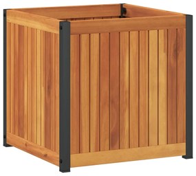 vidaXL tömör akácfa és acél kerti virágtartó 45 x 45 x 44 cm