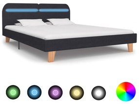 sötétszürke szövet ágykeret LED-es matrac nélkül 150x200 cm