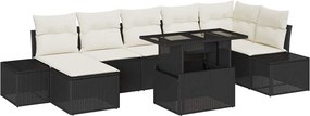 vidaXL Kerti Kanapé Szett párnával 8 pcs Fekete és krémszínű