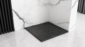 Rea BLACK STONE - Kő zuhanytálca 90 x 120 x 3,5 cm + szifon, fekete, REA-K9603