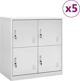 vidaXL 5 db világosszürke acél zárható szekrény 90 x 45 x 92,5 cm