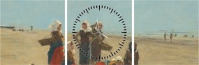 Kép - Eugène Boudin, Women on the Beach at Berck, reprodukciók (órával) (90x30 cm)