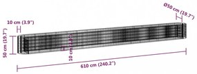 horganyzott vas gabion magaságyás 610 x 50 x 50 cm