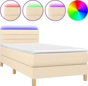 vidaXL krémszínű szövet rugós és LED-es ágy matraccal 80 x 200 cm