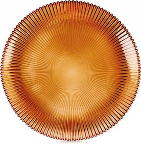 Desszerttányér Bordázott Üveg Narancssárga Esztétikus Amber 2,1x21 cm