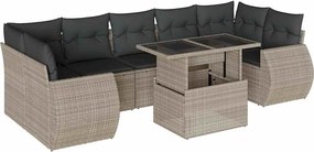 vidaXL 8 részes világosszürke polyrattan kerti ülőgarnitúra párnával