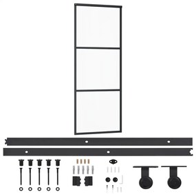 ESG üveg és alumínium tolóajtó fémszerelvény-szettel 76x205 cm