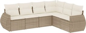 vidaXL 6 részes bézs polyrattan kerti ülőgarnitúra párnával