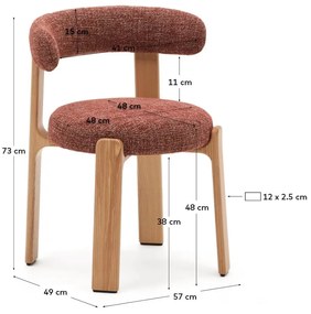 Natúr színű-terrakotta színű kőrisfa étkezőszék Granite – Kave Home