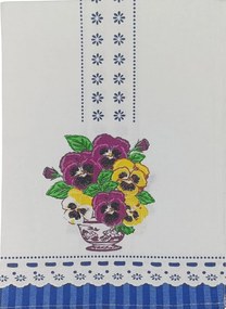 Konyhai törlőkendő Árvácska pamut lengyel termék kék 0277