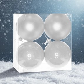 Fehér műanyag karácsonyi gömb szett 4x10cm