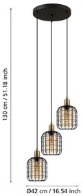 Eglo 43499 - Csillár zsinóron CHISLE 3xE27/40W/230V