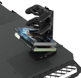 Gaming asztal FALCON LED RGB háttérvilágítással 116x60 cm fekete