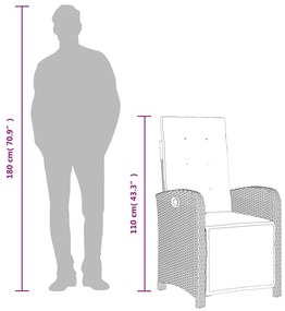vidaXL 9részes világosszürke polyrattan kerti étkezőgarnitúra párnával