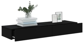 2 db fekete TV-szekrény LED-lámpákkal 60 x 35 x 15,5 cm