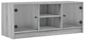 szürke sonoma színű TV-szekrény üvegajtókkal 102 x 37 x 42 cm