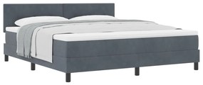Boxspring Ágy Matraccal Sötétszürke Szuper King Bársony