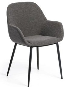 Antracitszürke kárpitozott étkezőfotel Konna – Kave Home