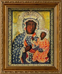 Vászonkép 31x26 Szűz Mária Arany Díszített Keret