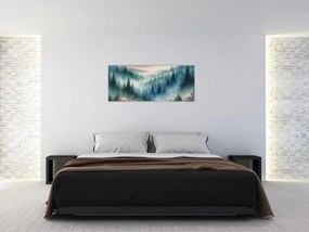 Kép - Erdős táj köddel (120x50 cm)
