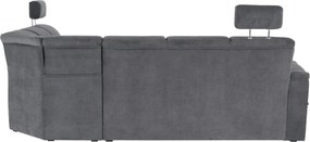 Kinyitható ülőgarnitúra, szürke szövet, balos, SANTIAGO