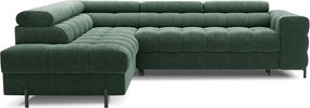 Zöld buklé kinyitható-tárolóhelyes sarokkanapé (bal oldali-L alakú) Ferucce – ELTAP