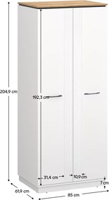 Szekrény, fehér/evoke tölgy, VELIS 2D