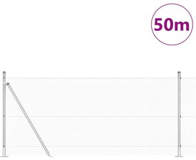 Horganyzott Drótháló Kerítés 13 Flangált Oszloppal 0.8x50 m Horganyzott Acél