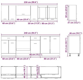 Konyhaszekrény garnitúra fiókkal Lyon 8 pcs Szürke Sonoma