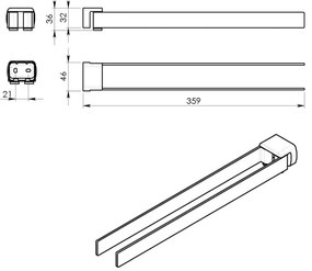 Gedy, PIRENEI dupla forgatható törölközőtartó, matt fekete, PI2314