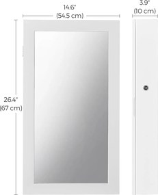 Zárható ékszerszekrény tükörrel, falra szerelhető