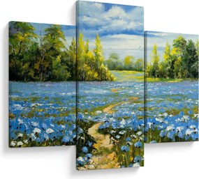 Kép - ösvény a mezőn, olajfestmény (90x60 cm)
