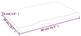 kezeletlen tömör tölgyfa fali polc 80x50x(2-4) cm