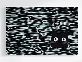 Vászonkép Canvas Grafika Minimalizmus Hullámok Fekete Fehér B&amp;w Macska 120x80