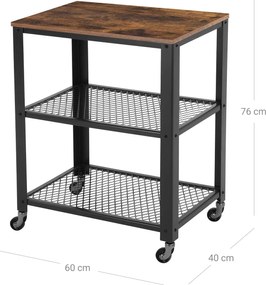 Gurulós sarokasztal TAYLOR 60x40 cm, rusztikus barna