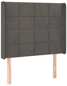 sötétszürke bársony LED-es fejtámla 83x16x118/128 cm