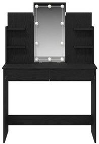 LED világításos Sminktükör Fekete Tölgy 96x40x142 cm