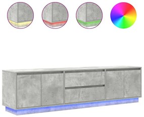 betonszürke TV-szekrény LED lámpákkal 193,5x41x50 cm