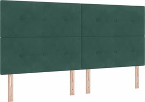 vidaXL LED Box Spring Ágy matracmal Sötétzöld 200 x 200 cm szövet