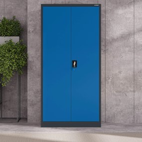 Fém iratszekrény JAN, 900 x 1850 x 400 mm, antracit-kék