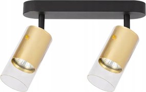 Lámpatest Mennyezeti Lámpa Falra szerelhető Fali spot lámpacső 2x GU10 Arany lámpabúra