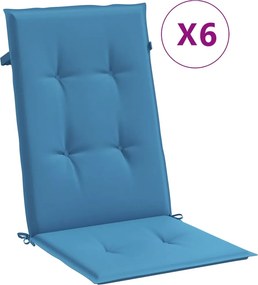 vidaXL 6 db melange kék szövet magas háttámlájú székpárna 120x50x4 cm
