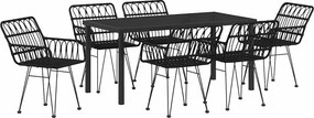 vidaXL Kert étkező szett 7 pcs Fekete Porszórt acél